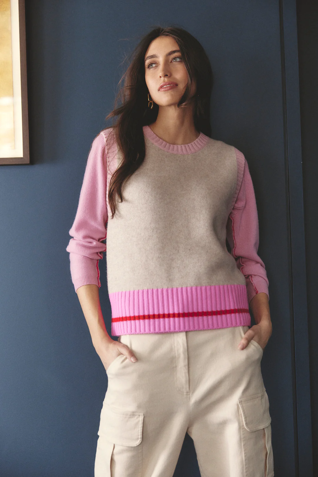 Lexington Merino Cashmere Vest In Beige - Image 5