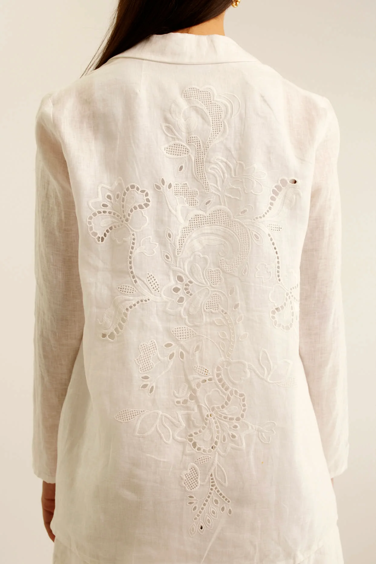 Lila Lace Linen Jacket In Ivory - Image 3