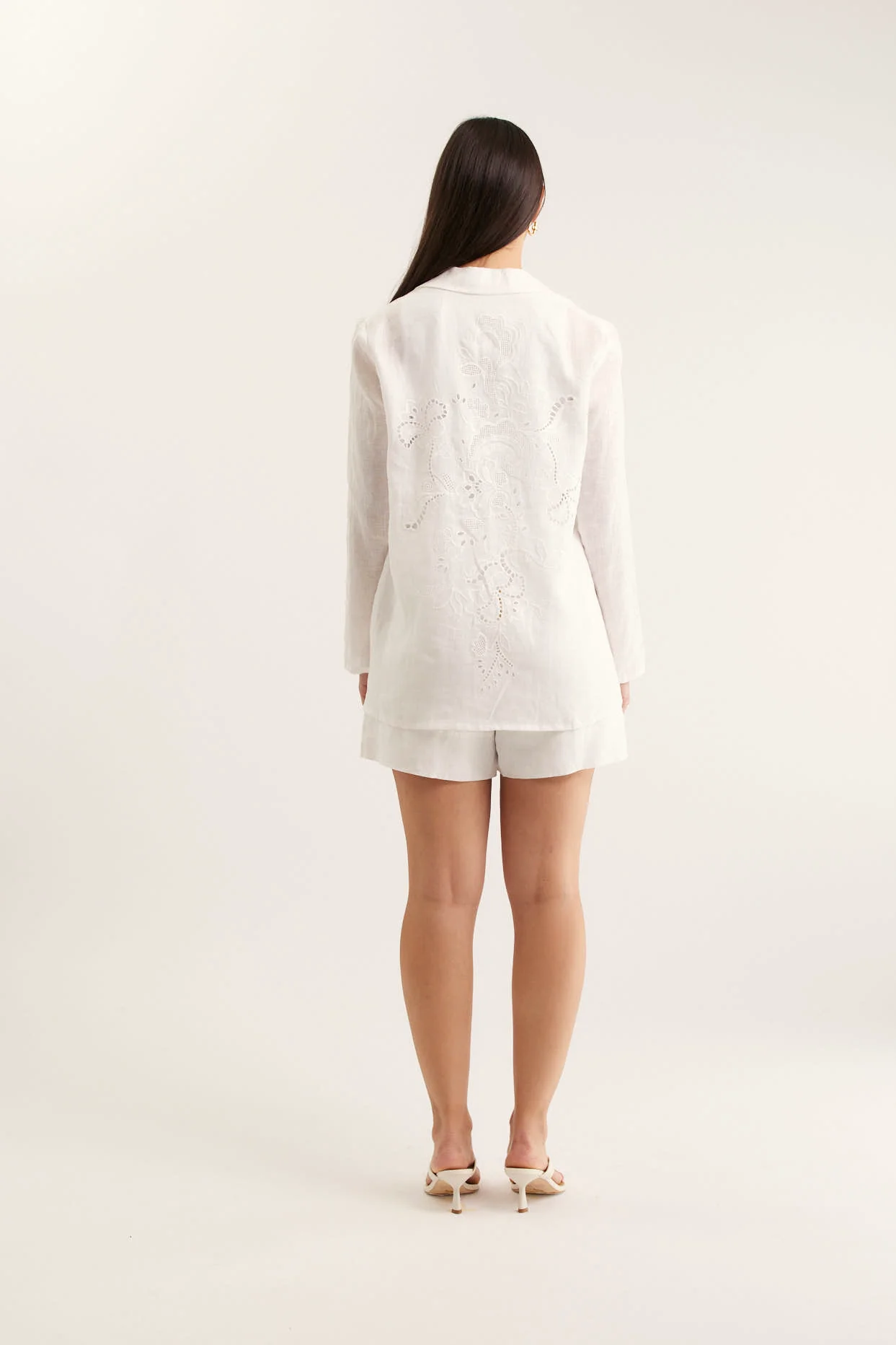 Lila Lace Linen Jacket In Ivory - Image 5