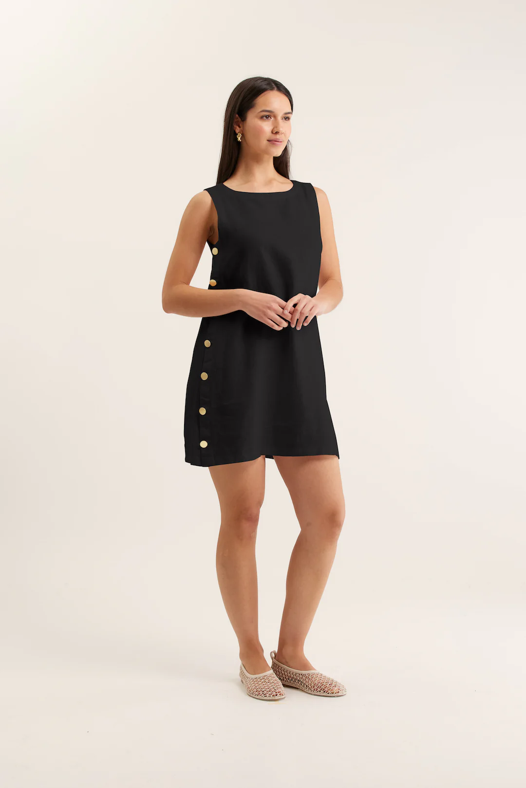 Lola Linen Dress In Black - Image 2