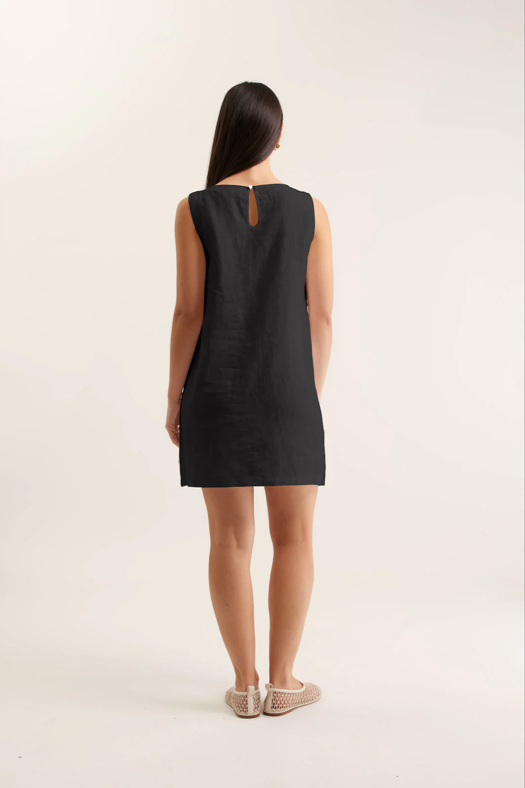 Lola Linen Dress In Black - Image 3