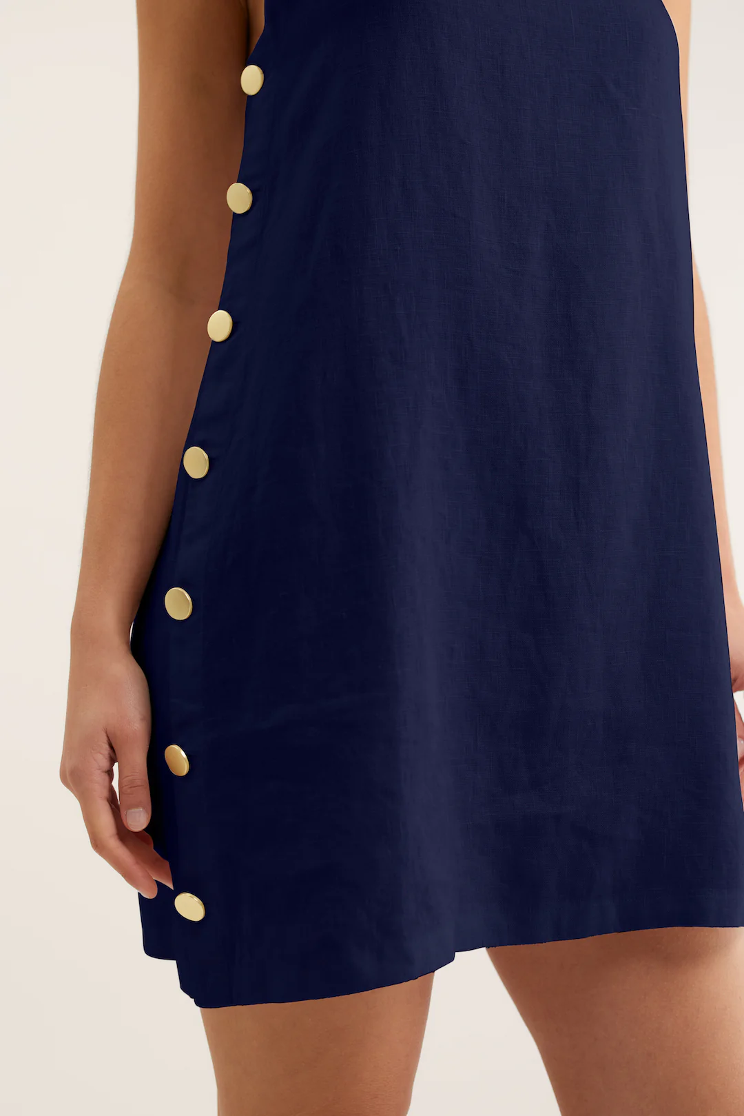 Lola Linen Dress In Navy - Image 3