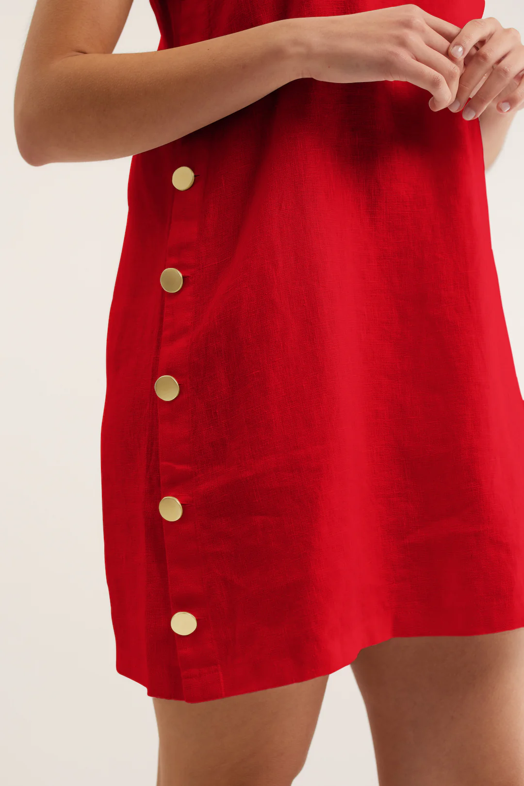 Lola Linen Dress In Red - Image 2