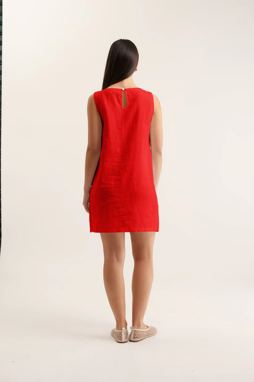 Lola Linen Dress In Red - Image 3
