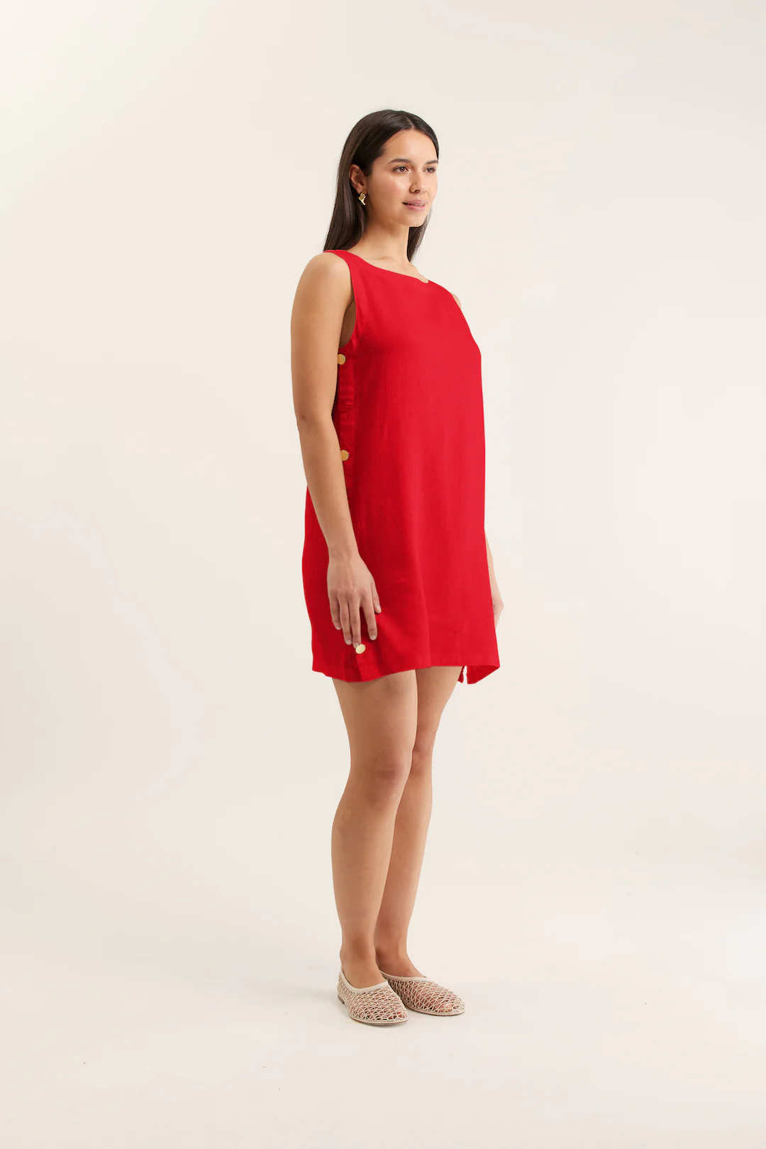 Lola Linen Dress In Red - Image 4