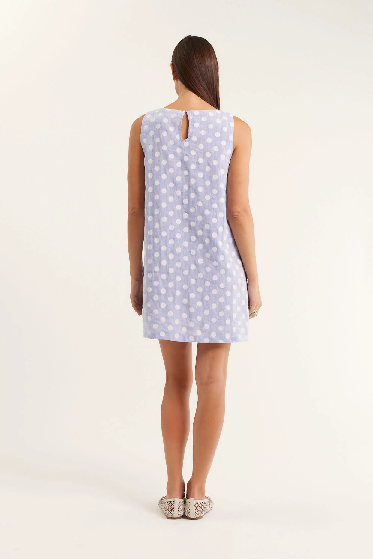 Lola Polkadot Dress In Blue - Image 3