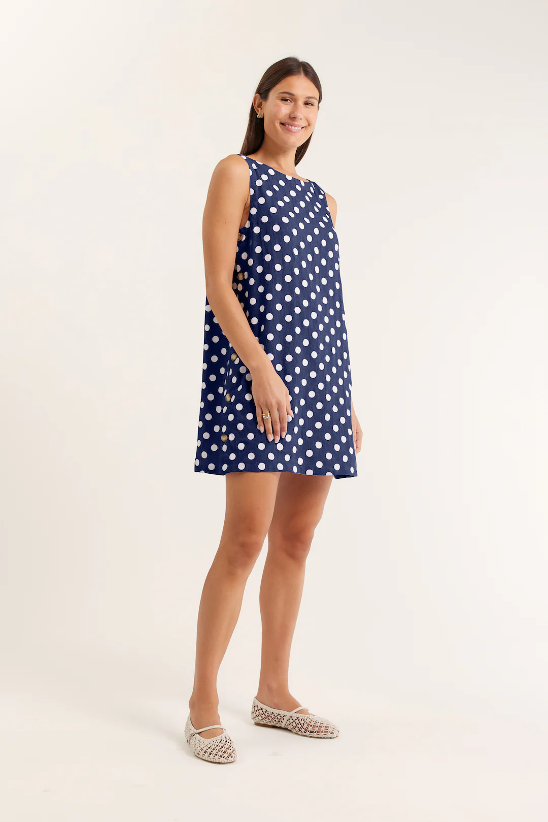 Lola Polkadot Dress In Navy - Image 3