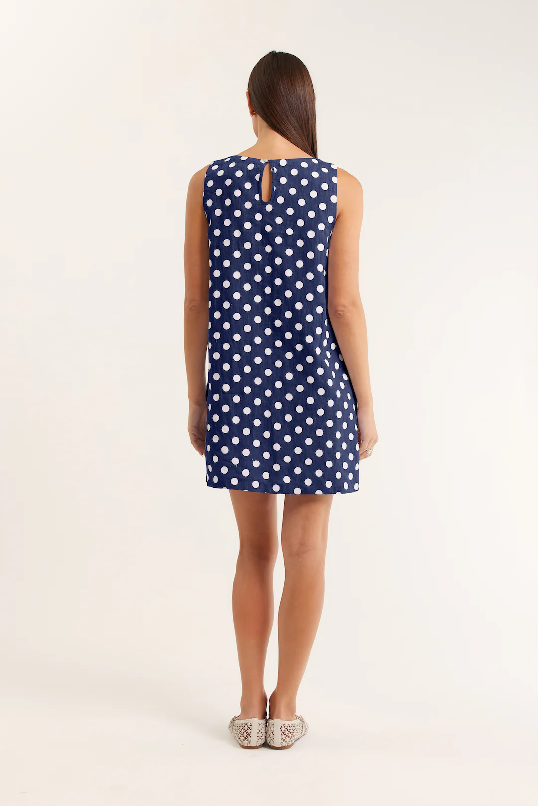 Lola Polkadot Dress In Navy - Image 4
