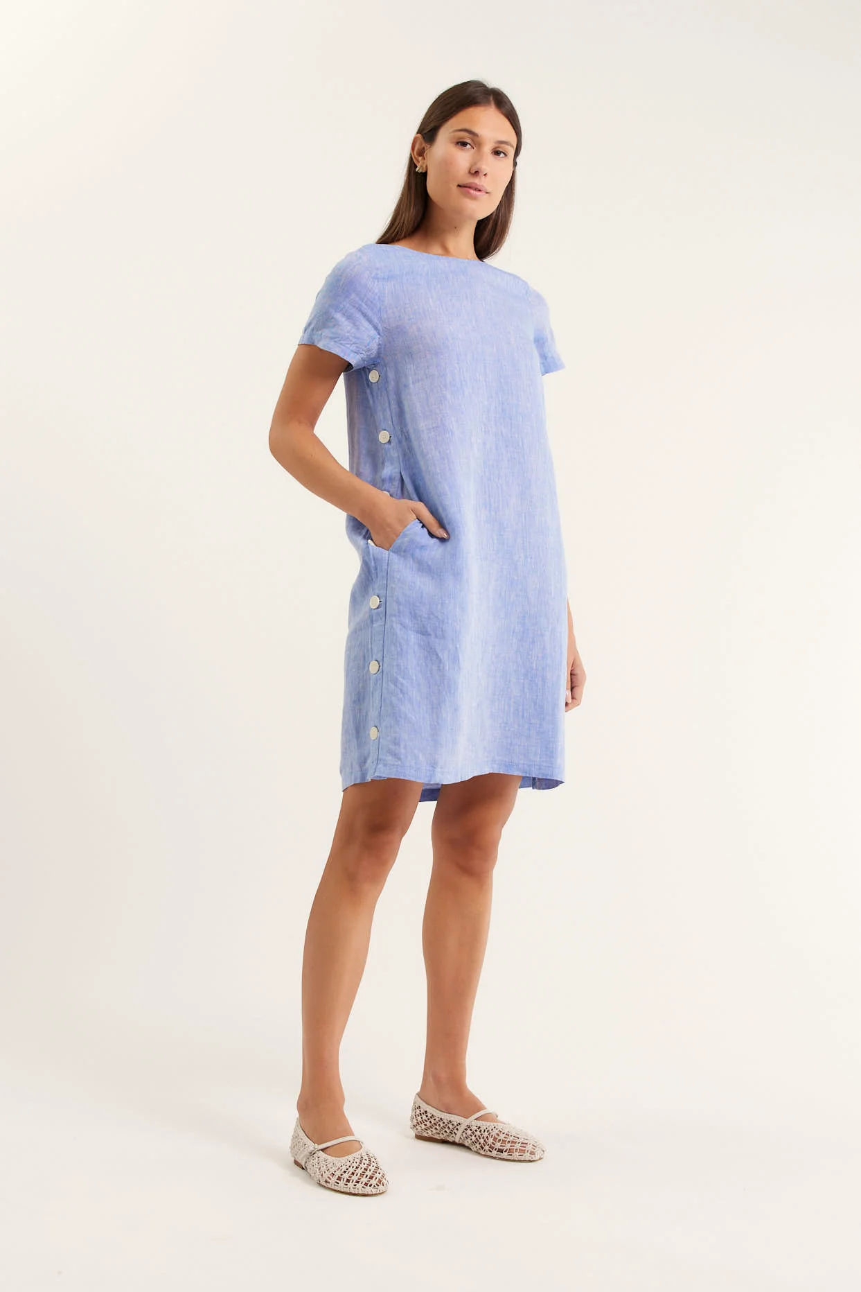 Louie Classic Dress In Ocean - Image 4