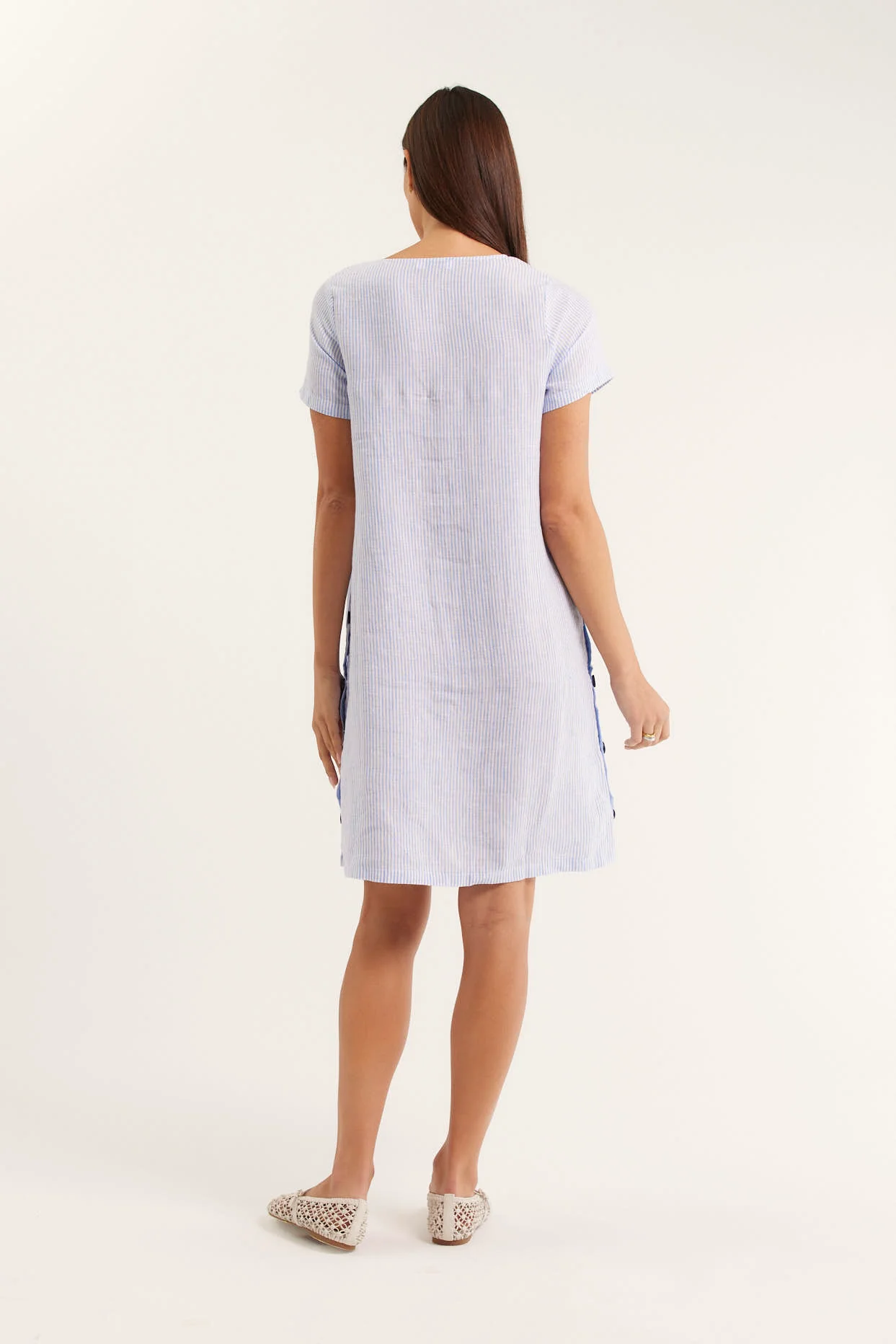 Louie Classic Dress In Pale Blue - Image 4