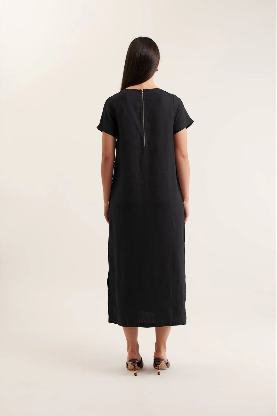 Louie Linen Dress In Black - Image 2