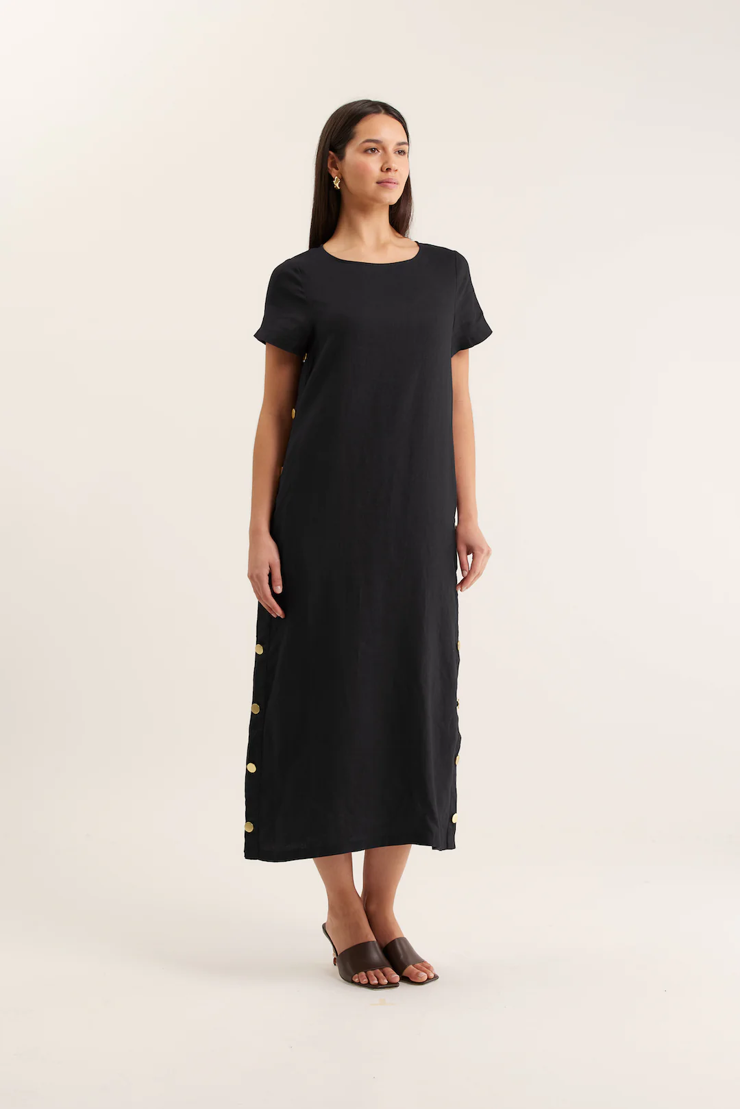 Louie Linen Dress In Black - Image 3