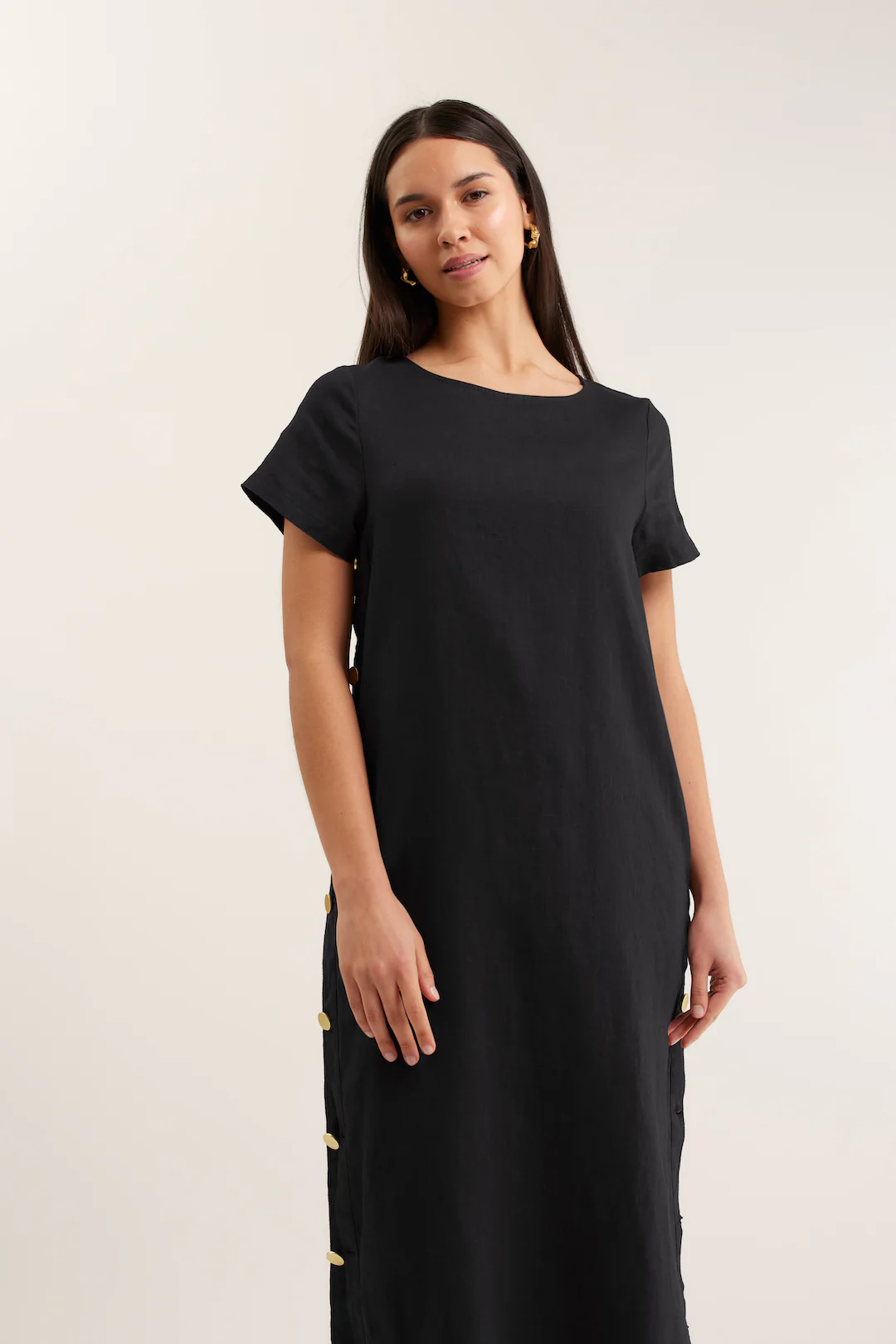 Louie Linen Dress In Black - Image 4