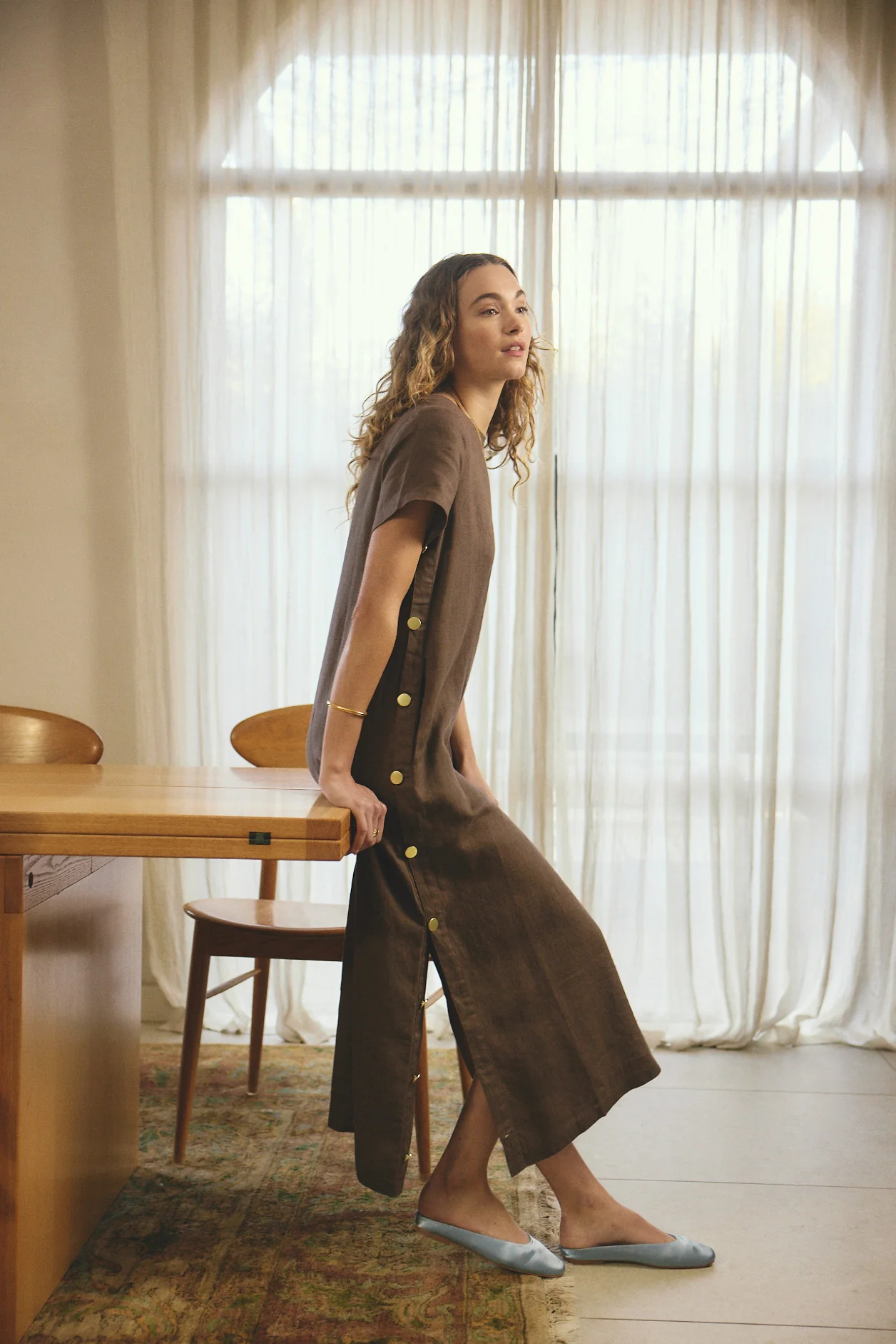 Louie Linen Dress In Choc - Image 2