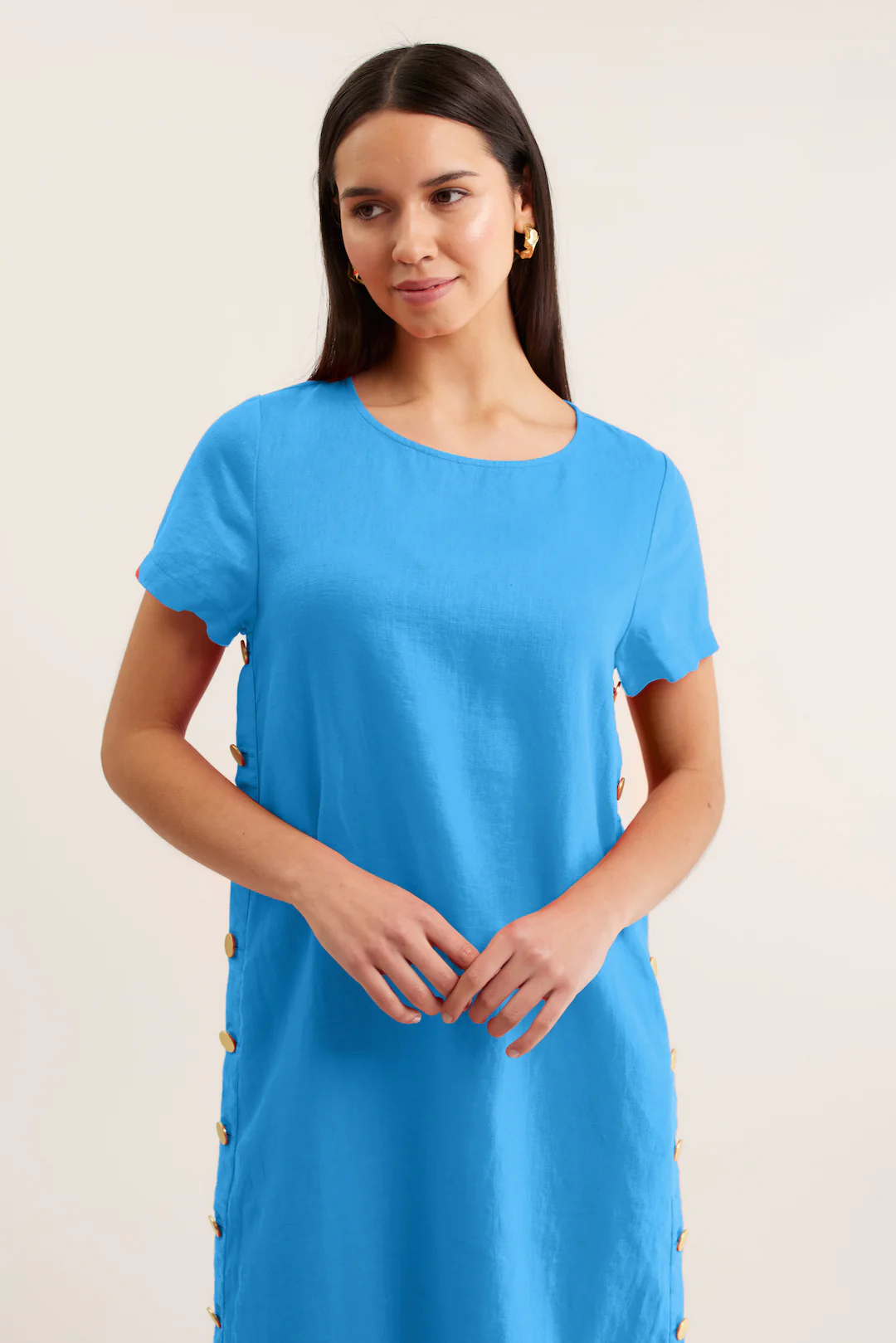 Louie Classic Linen Dress In Cornflower - Image 2