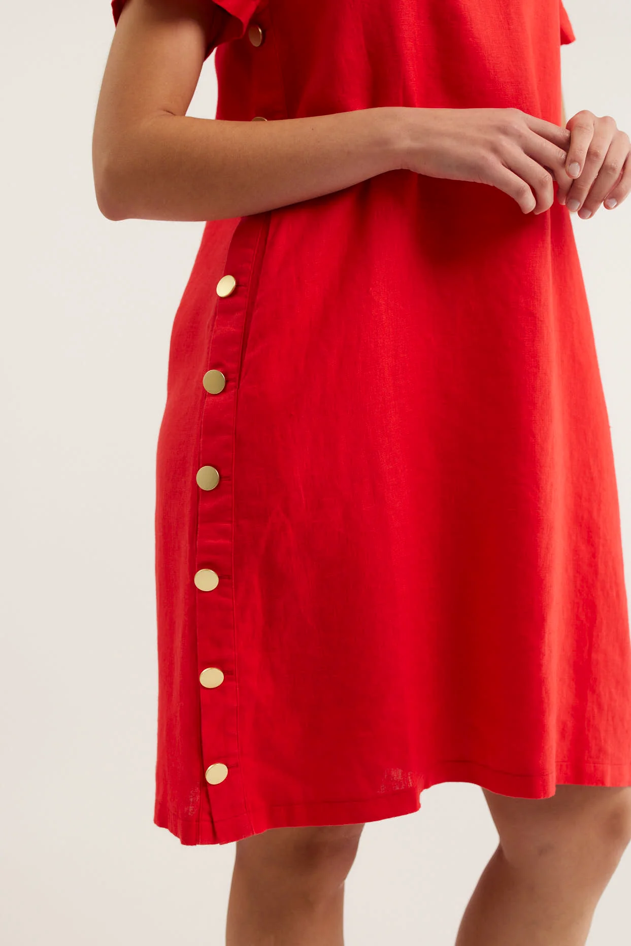 Louie Classic Linen Dress In Red - Image 2