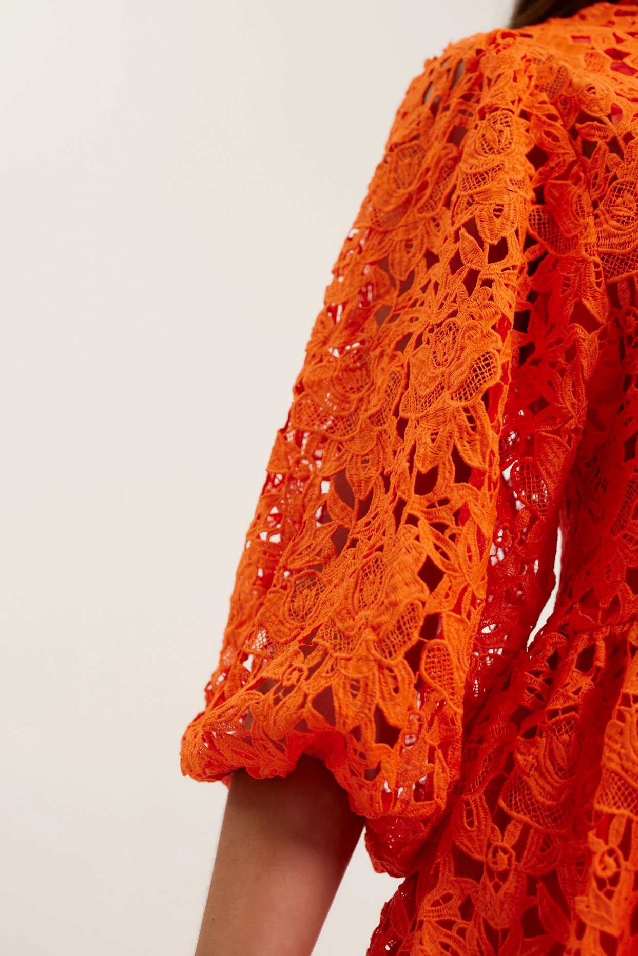 Lume Lace Dress In Tangerine - Image 3