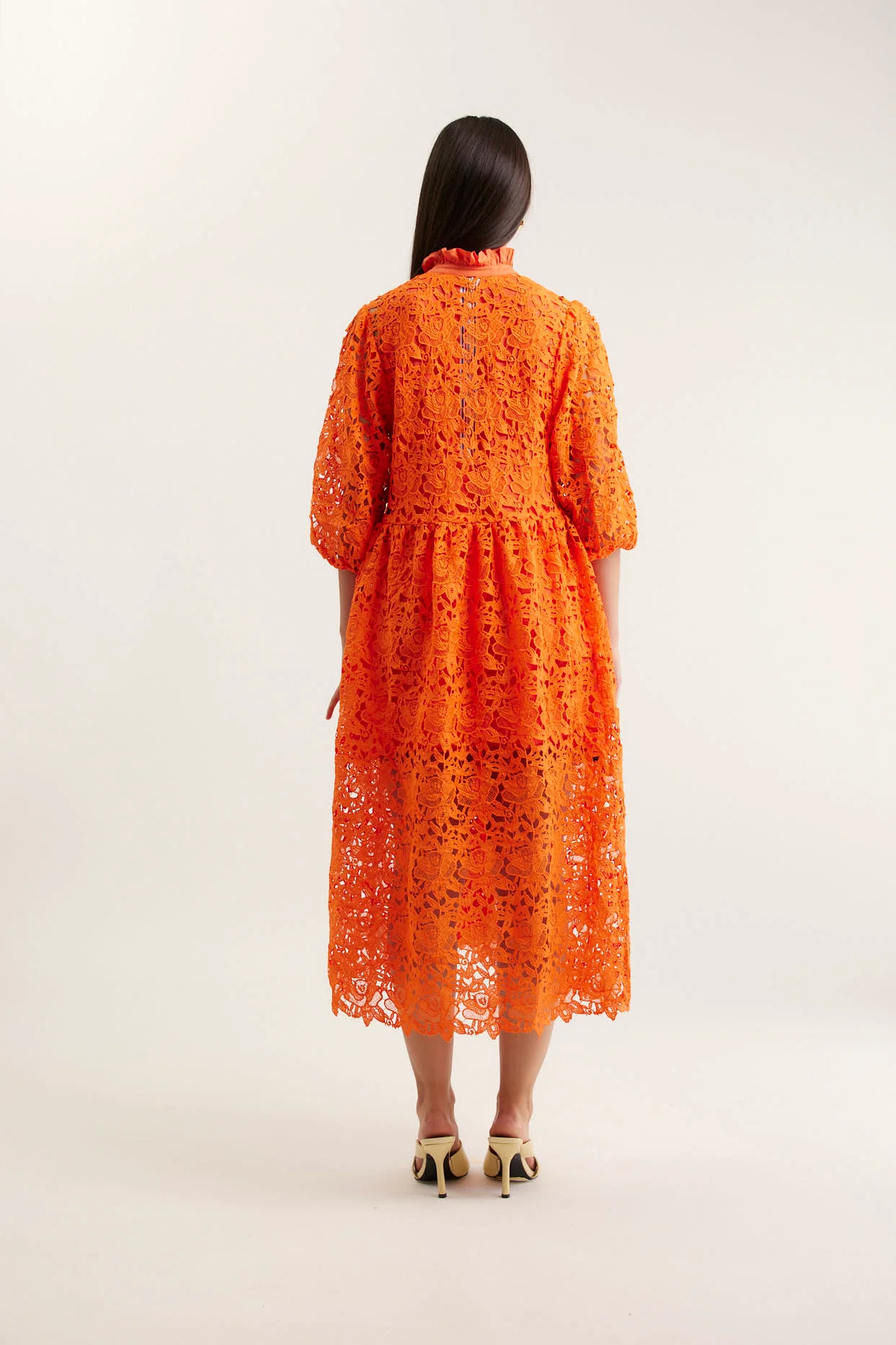 Lume Lace Dress In Tangerine - Image 4