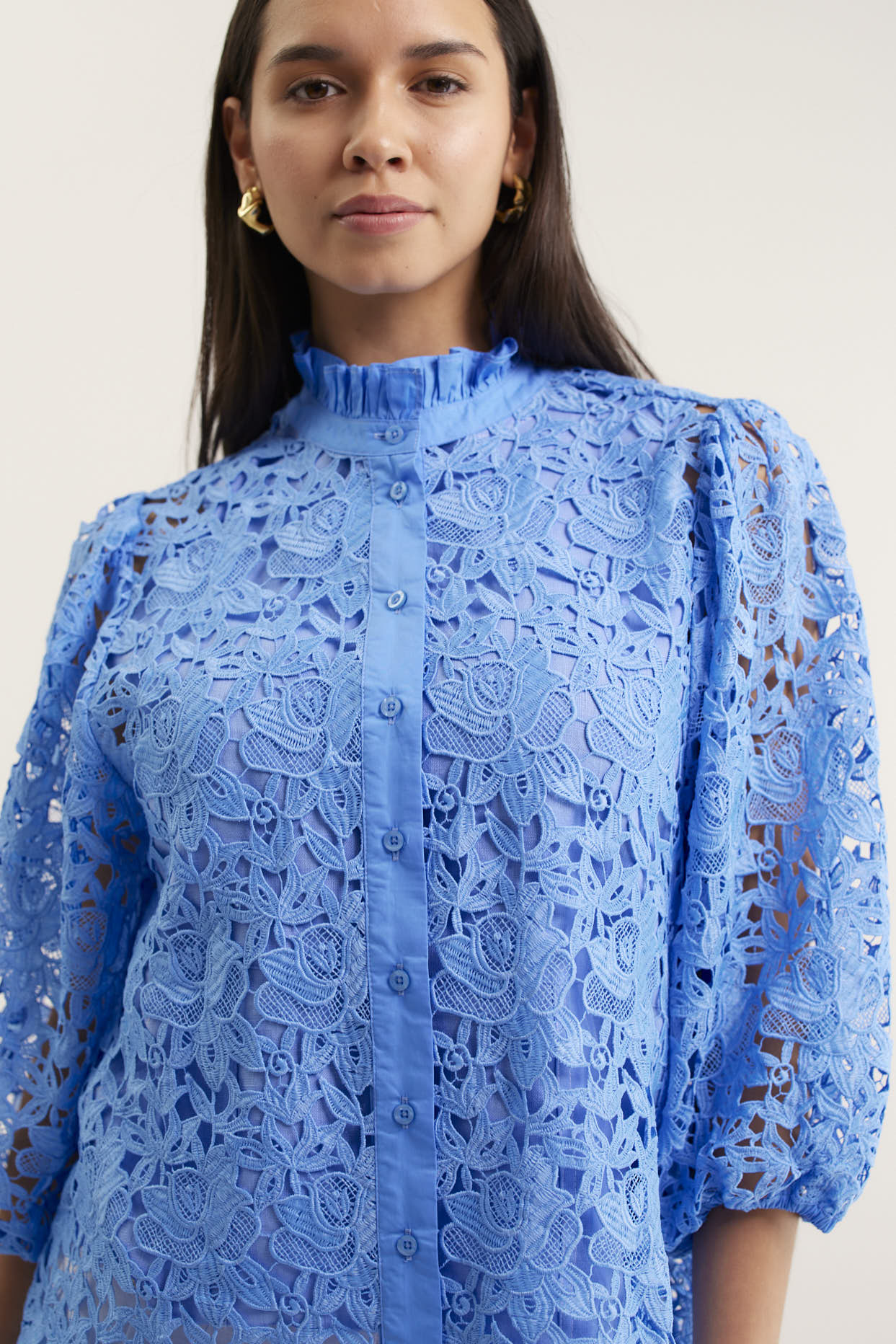 Lume Lace Shirt  In Cornflower - Image 2