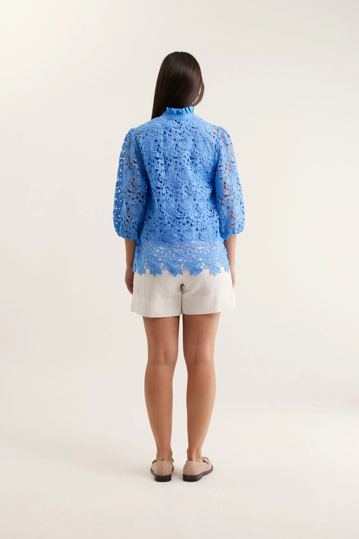 Lume Lace Shirt  In Cornflower - Image 3