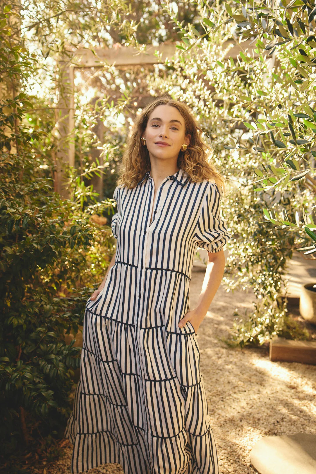 Marlow Breton Linen Dress In Navy/White - Image 2