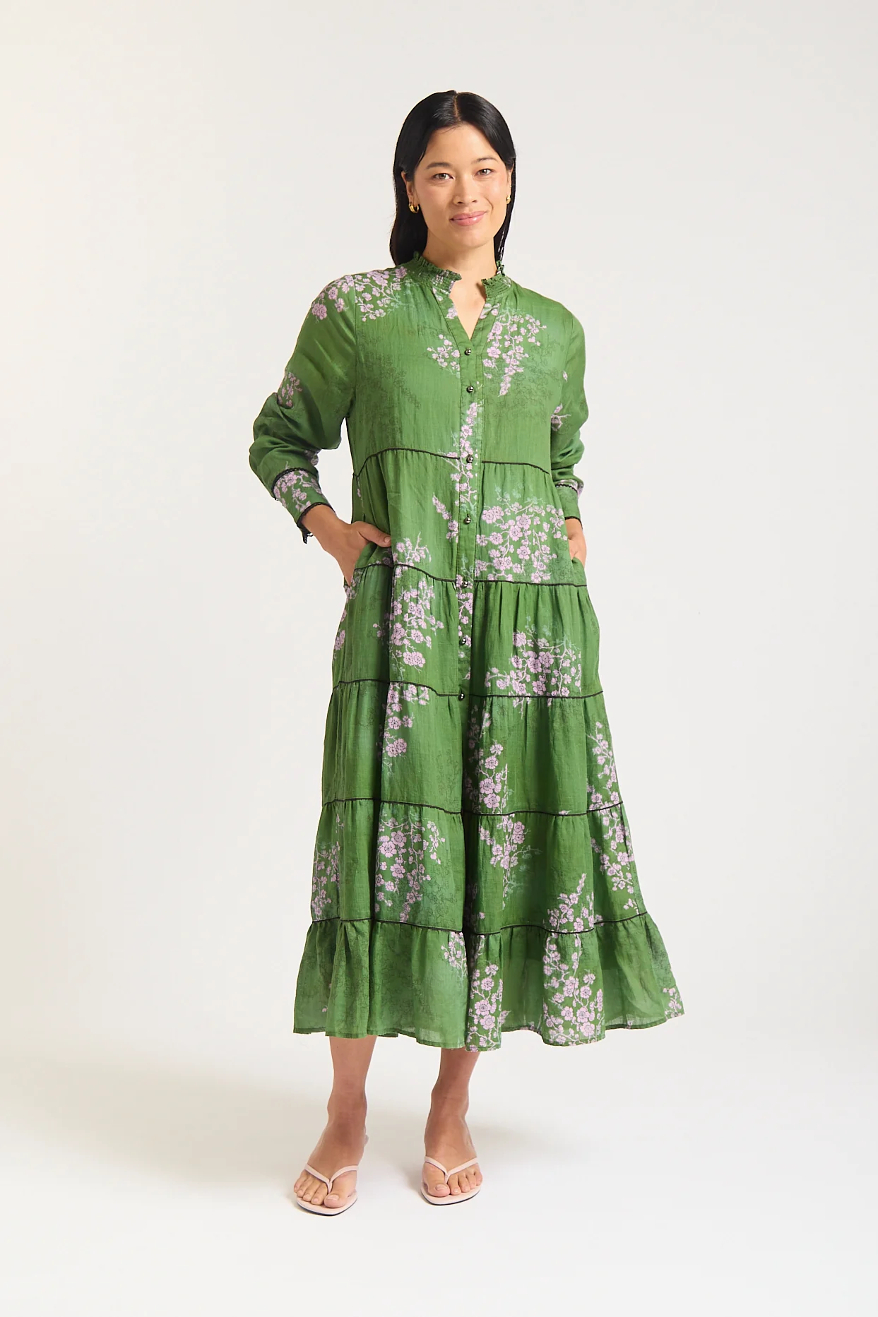 Long Sleeve Martina Ramie Dress In Maple Print - Image 2