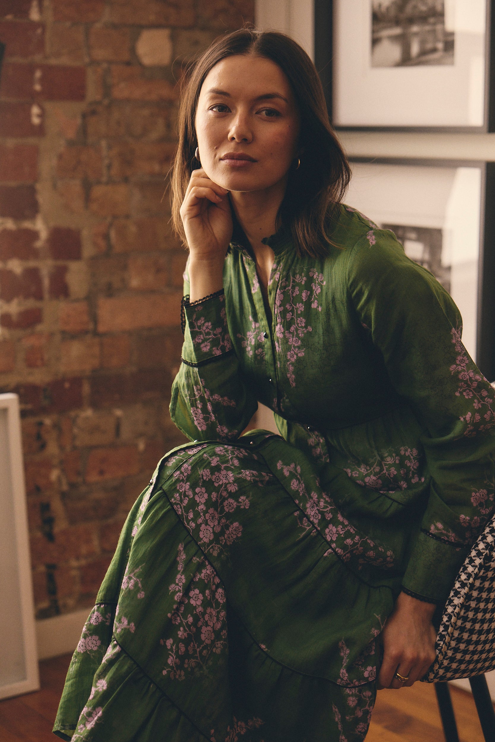 Long Sleeve Martina Ramie Dress In Maple Print - Image 3