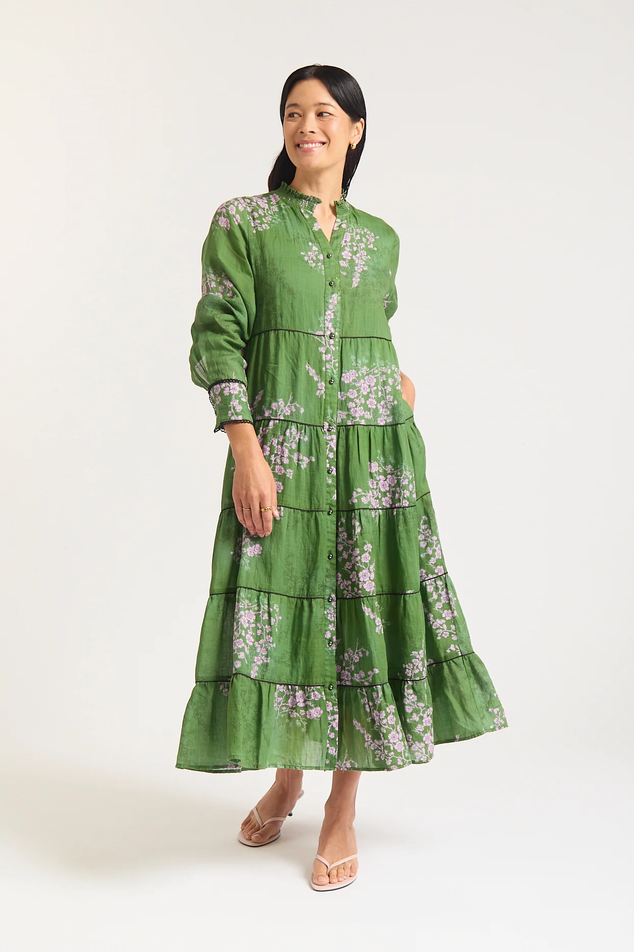 Long Sleeve Martina Ramie Dress In Maple Print - Image 4