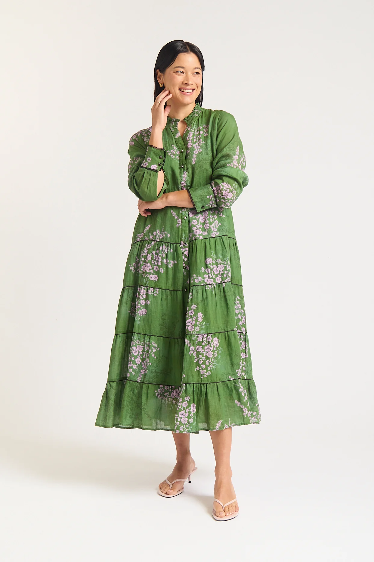 Long Sleeve Martina Ramie Dress In Maple Print - Image 6