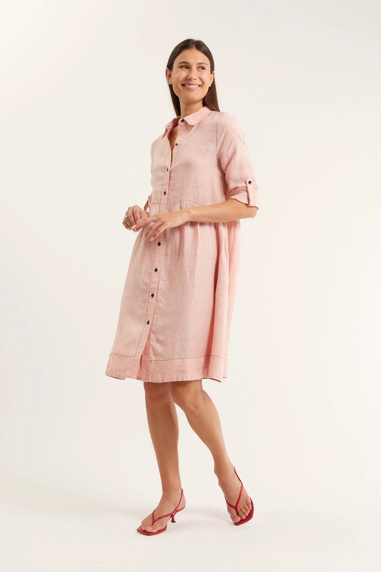 Maxine Dress In Mango Stripe - Image 3