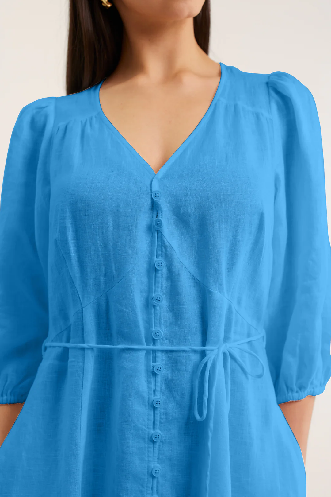 Maya Linen Dress In Cornflower - Image 3