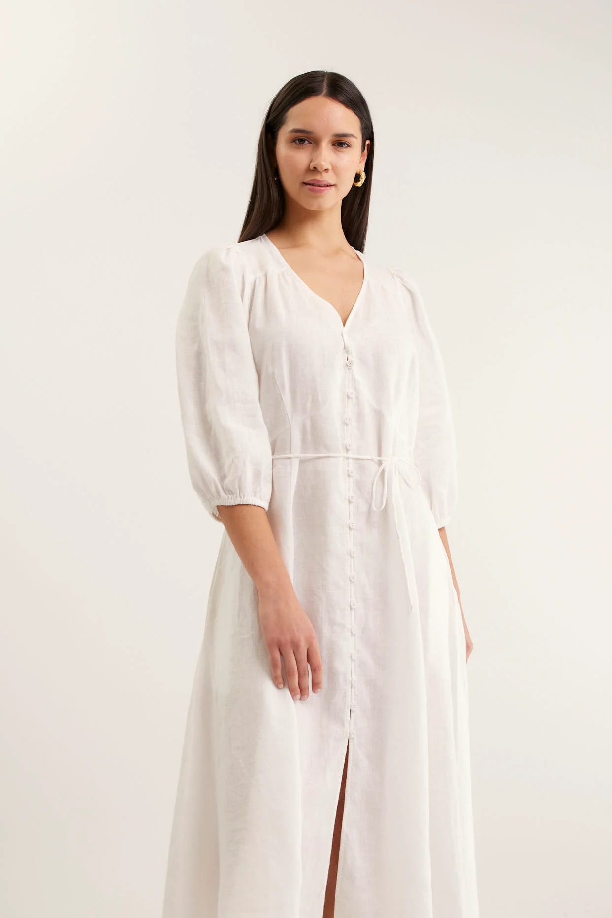 Maya Linen Dress In White - Image 2