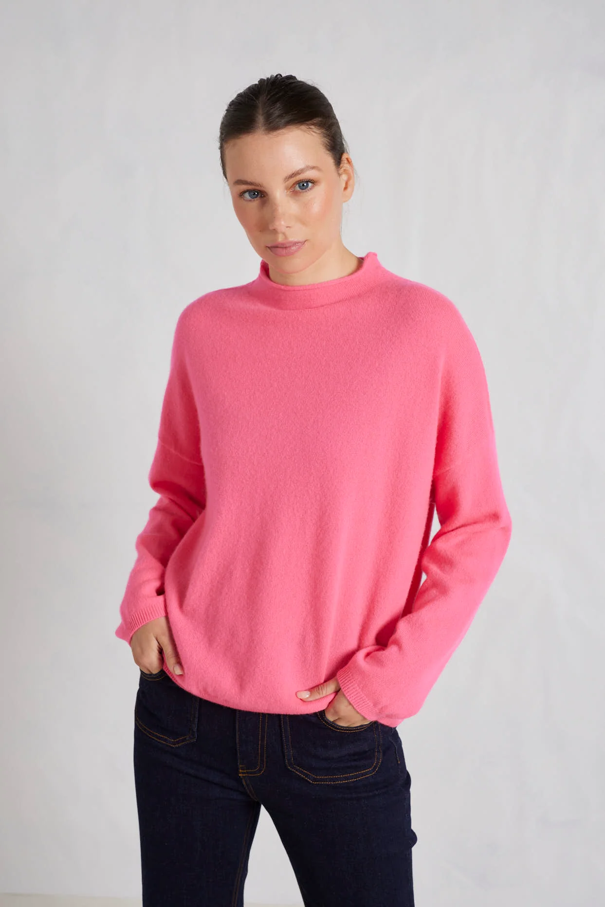 Monet Cashmere Sweater in Electric Pink - Image 2