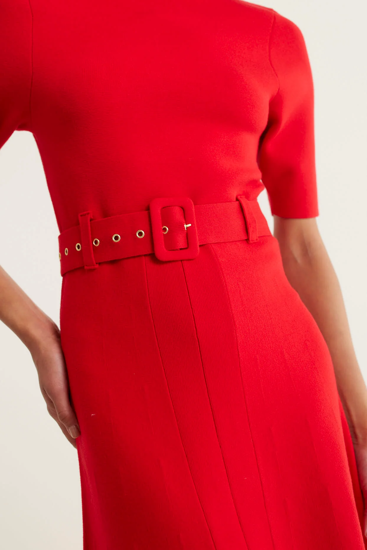 Parker Crepe Knit Dress In Red - Image 2