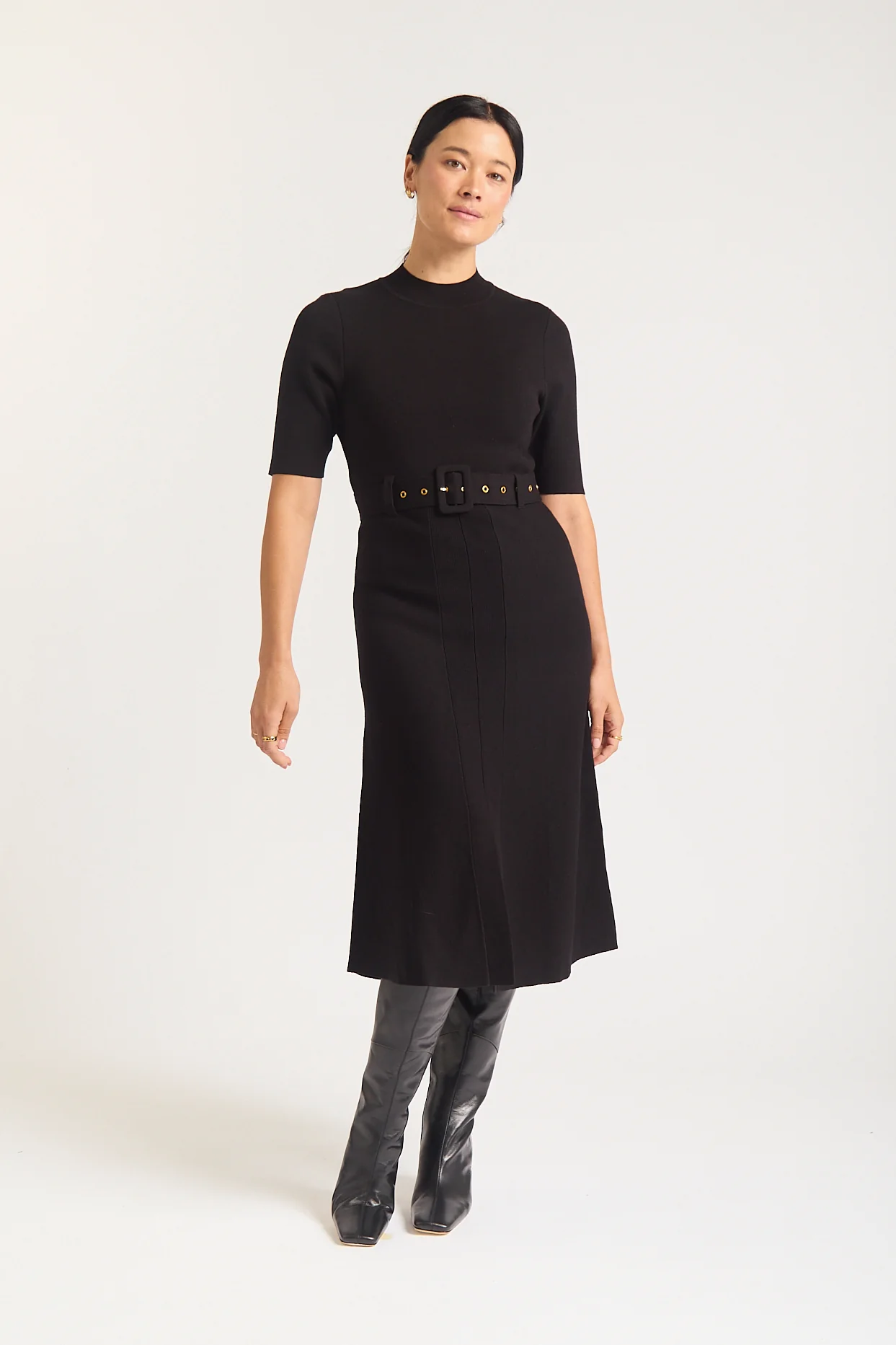 Parker Crepe Dress In Black - Image 3