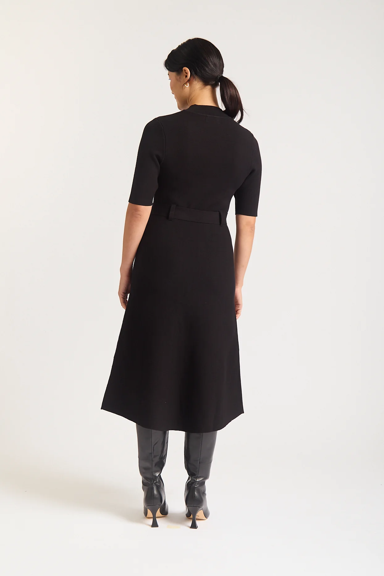 Parker Crepe Dress In Black - Image 4