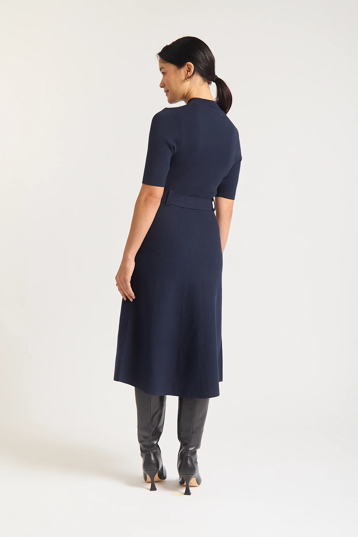 Parker Crepe Dress In Navy - Image 3