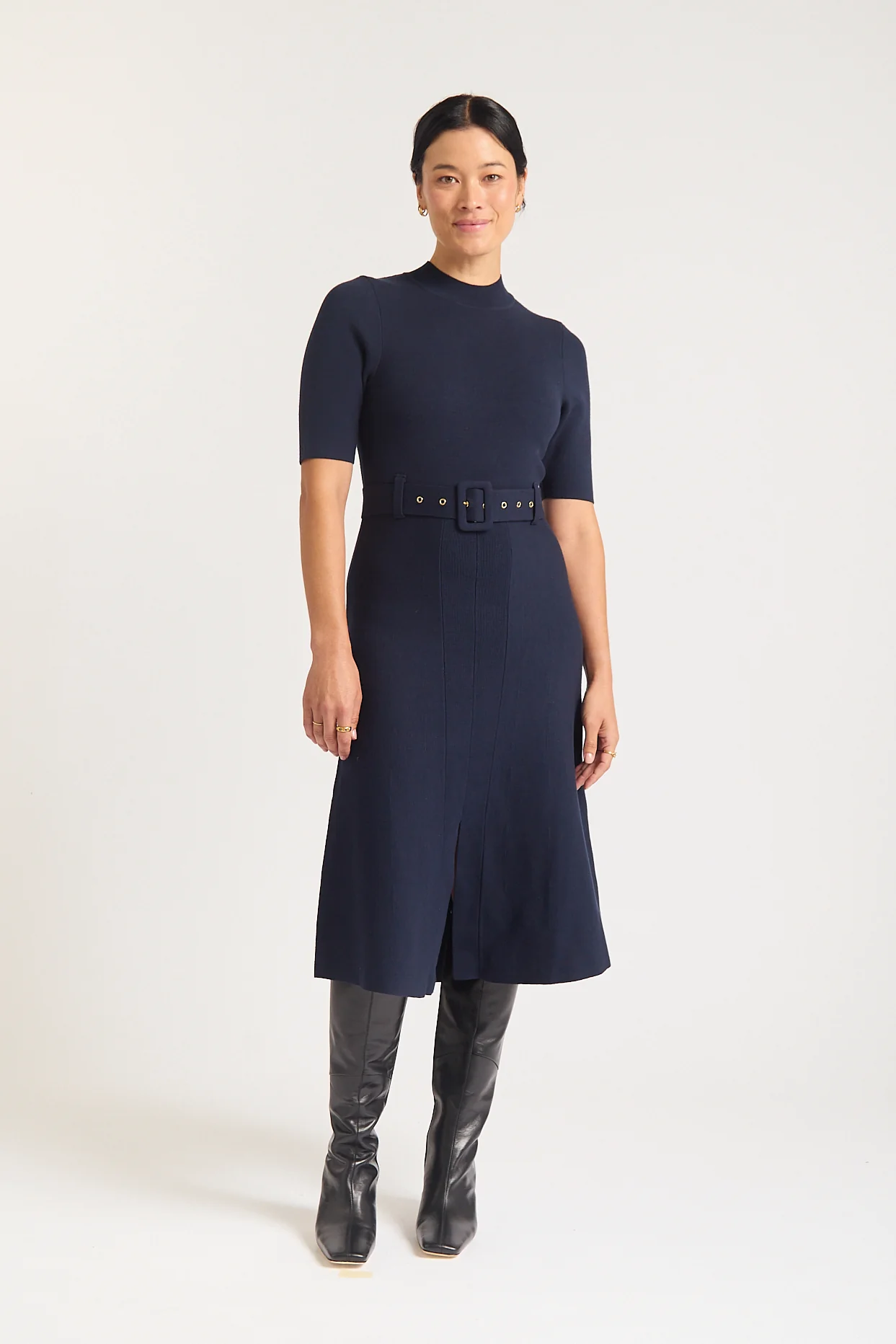 Parker Crepe Dress In Navy - Image 5