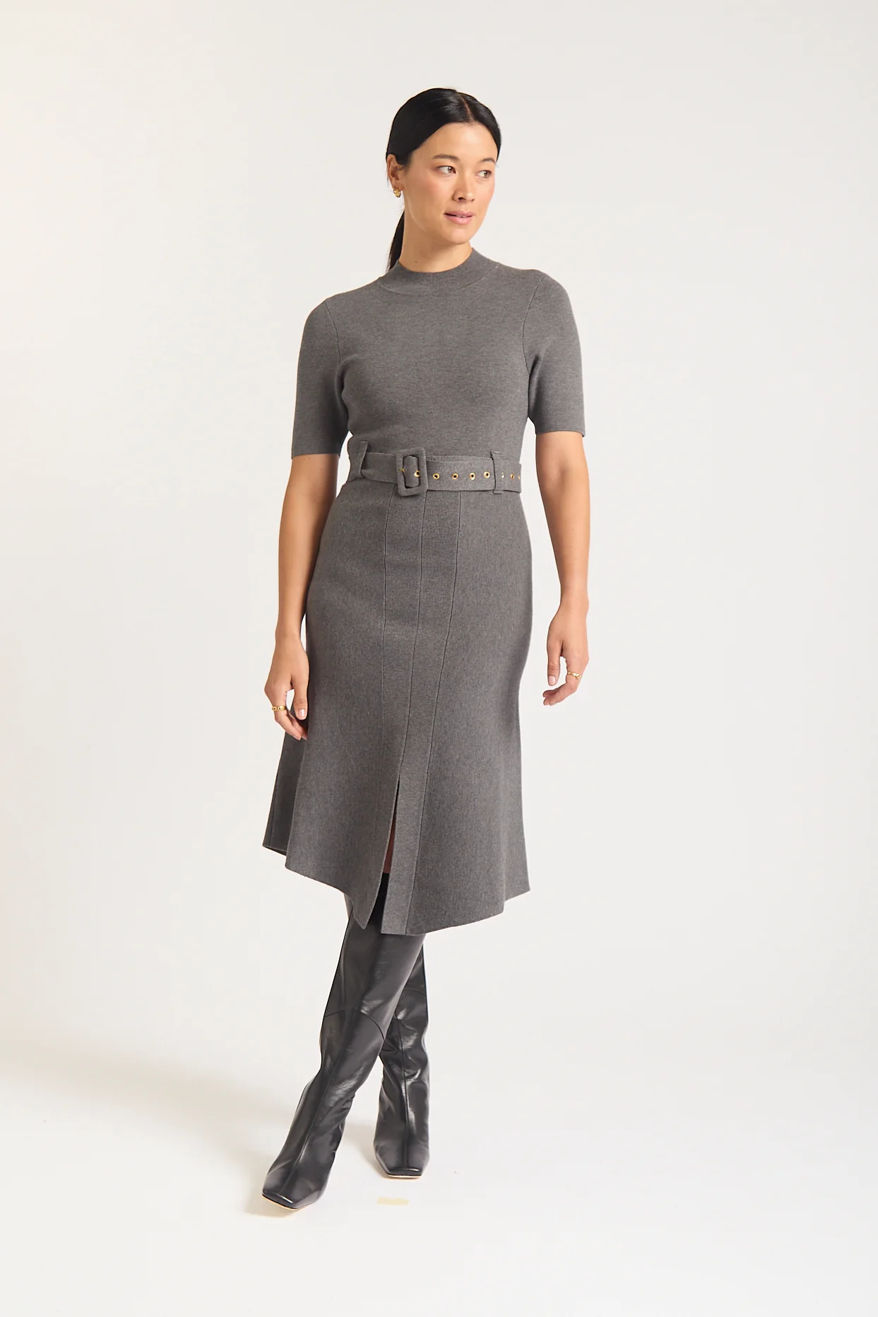 Parker Crepe Dress In Shadow - Image 4