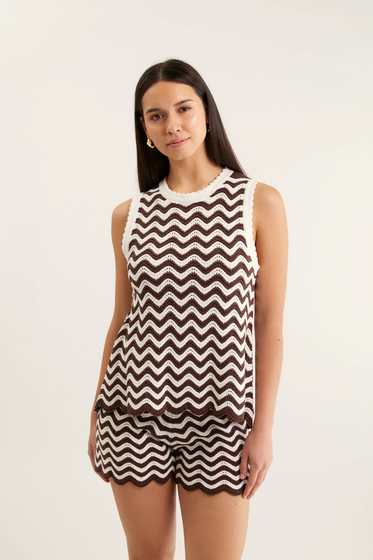 Pearle Top In Choc/Ivory - Image 2