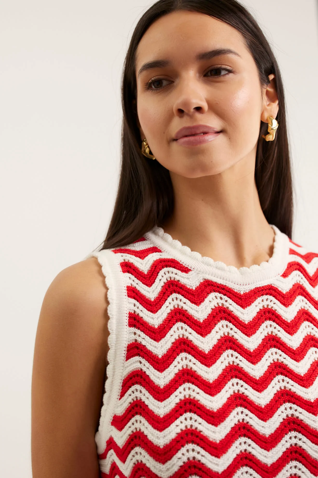 Pearle Top In Red/White - Image 3