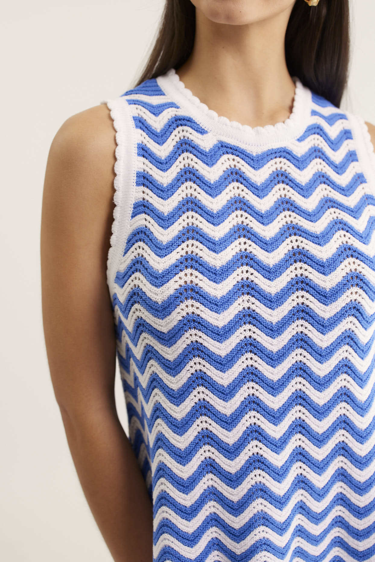 Pearle Top In Cornflower/White - Image 3
