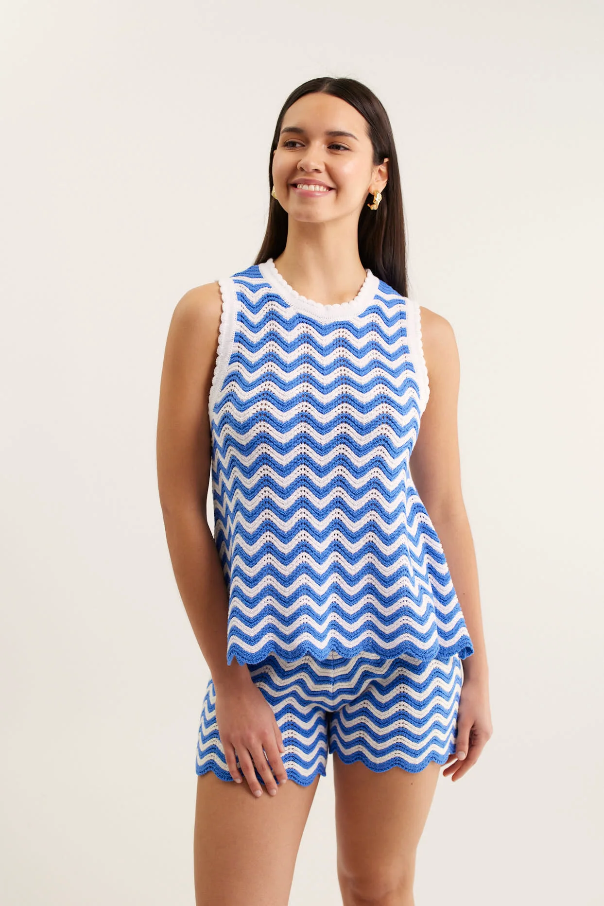 Pearle Top In Cornflower/White - Image 4