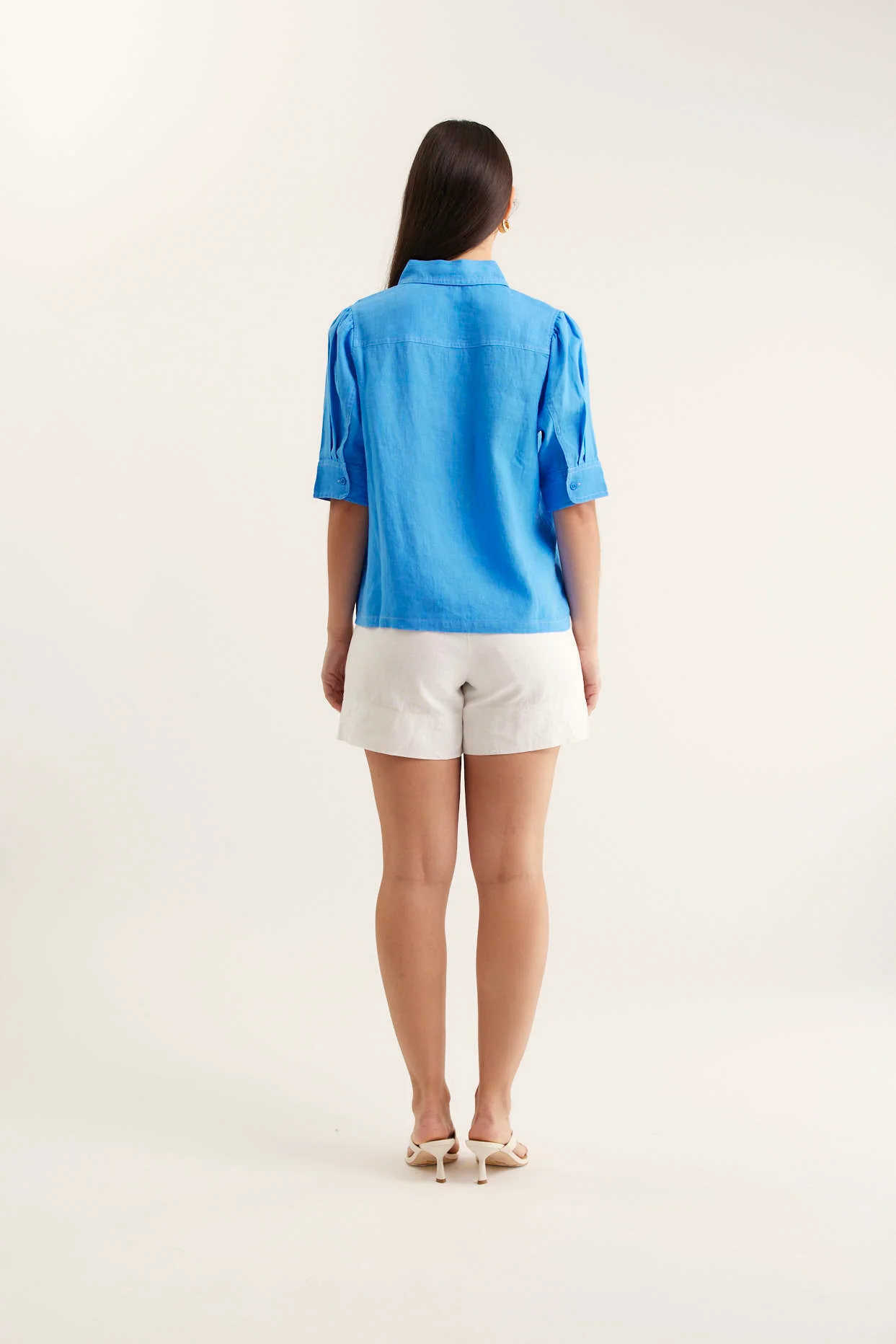 Ruby Linen Shirt  In Cornflower - Image 3