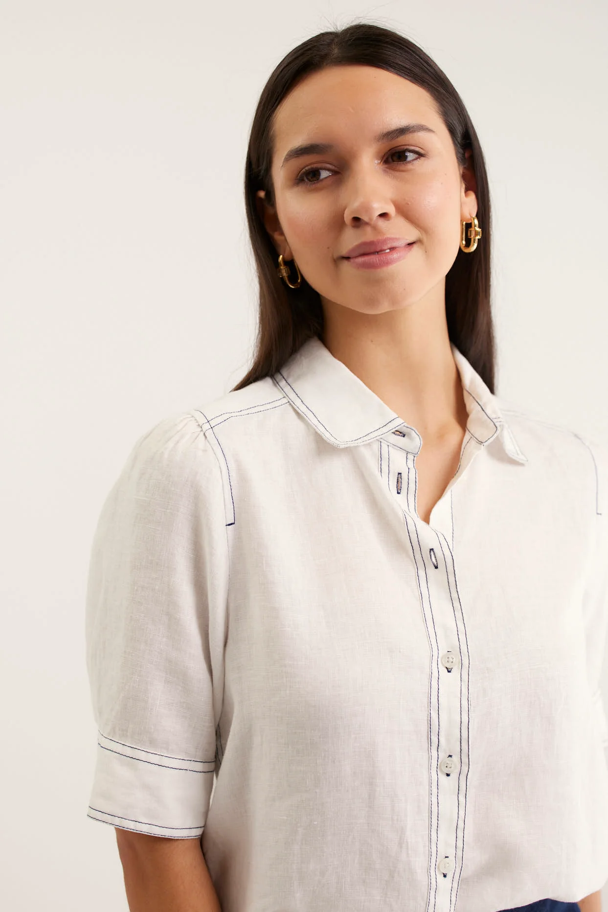 Ruby Linen Shirt  In White - Image 3