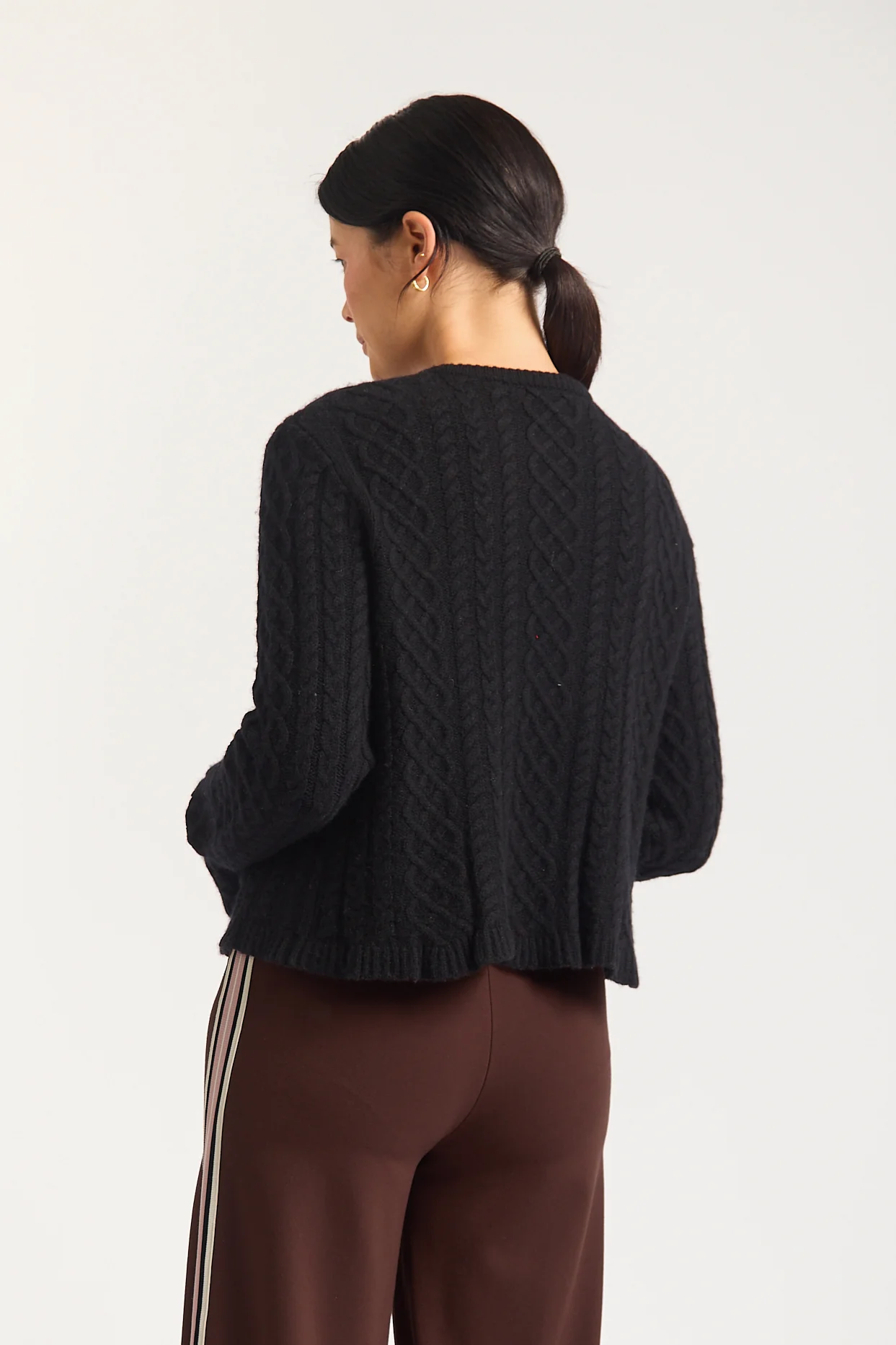 Peony Merino Cashmere Cardigan In Black - Image 3