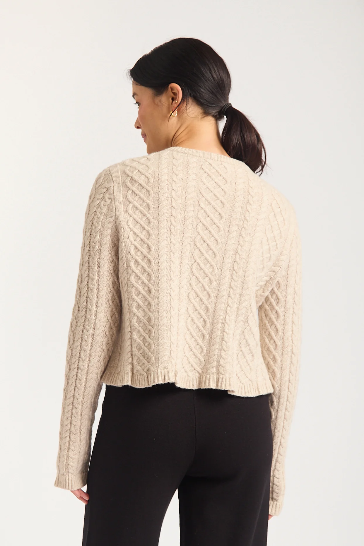 Peony Merino Cashmere Cardigan In Porridge - Image 3