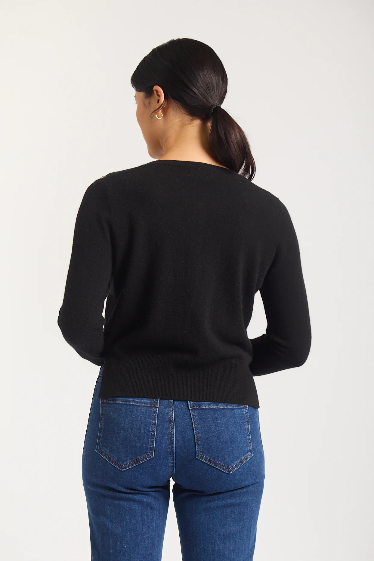 Peridia Merino Cashmere Cardigan In Black - Image 3