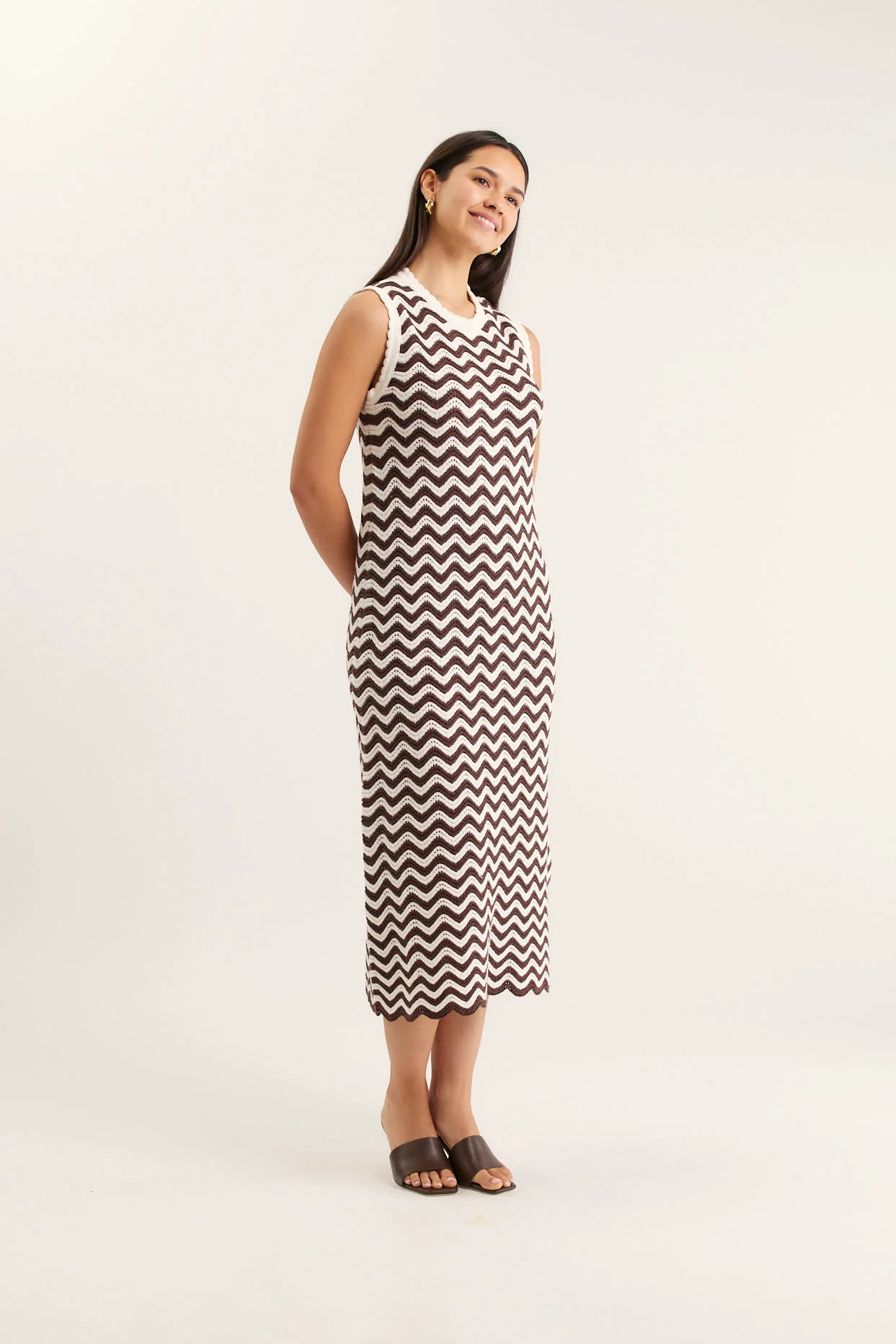 Riva Dress In Choc/Ivory - Image 6