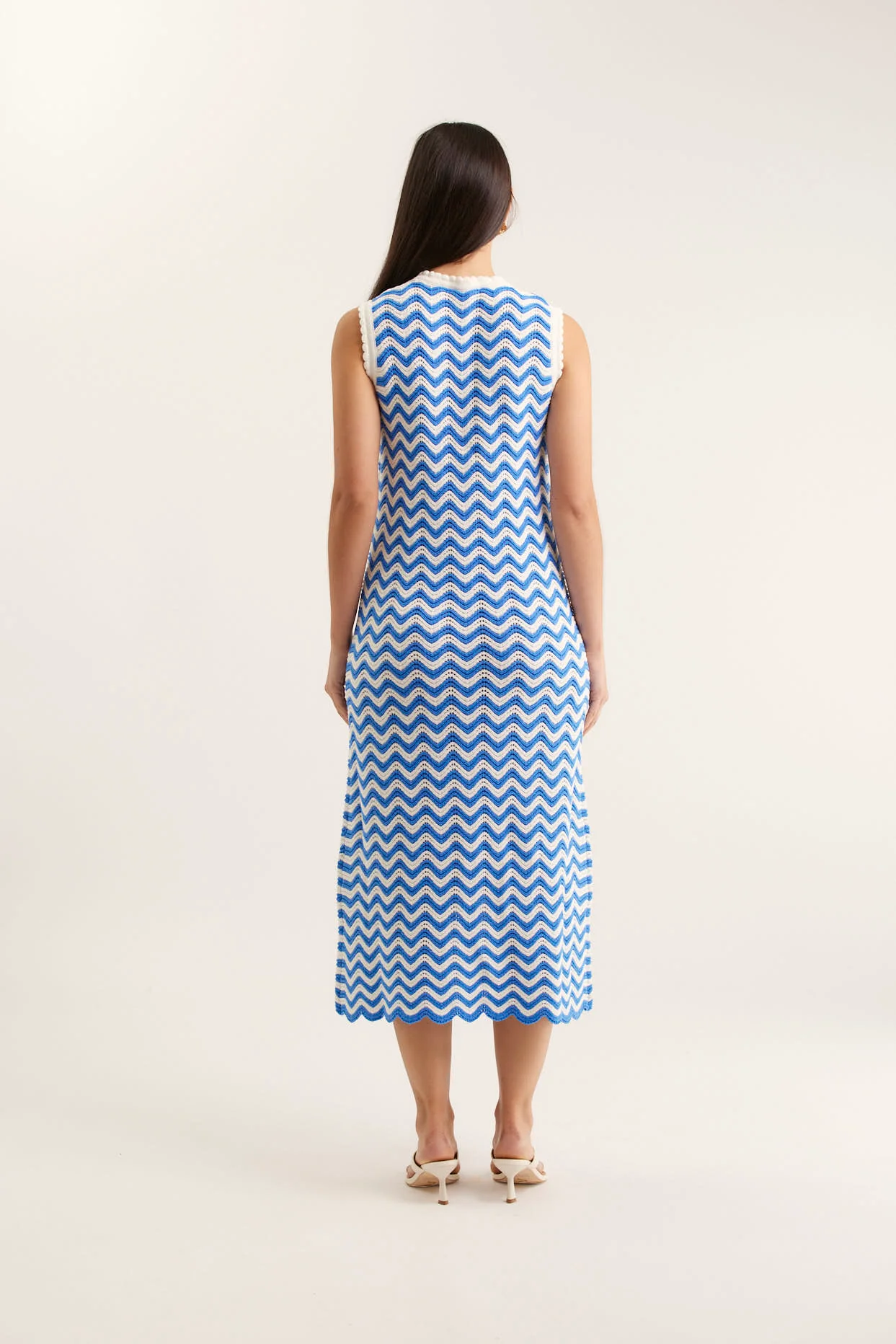 Riva Dress In Cornflower/White - Image 5